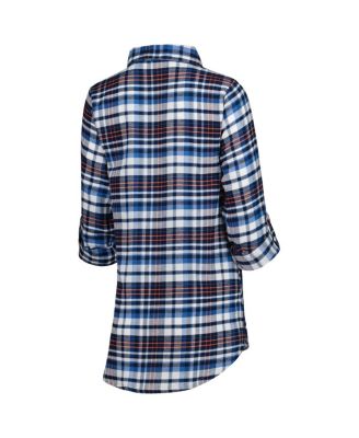 Women's Navy, Orange Chicago Bears Mainstay Flannel Full-Button Long Sleeve Nightshirt