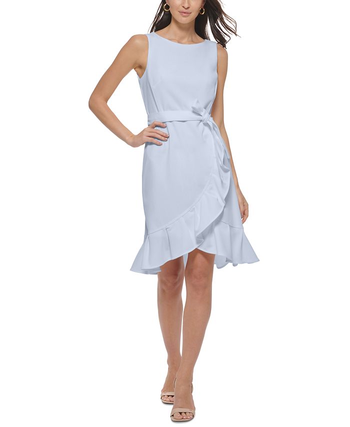 Calvin Klein Sleeveless Scuba Crepe Ruffled-Hem Sheath Dress & Reviews -  Dresses - Women - Macy's