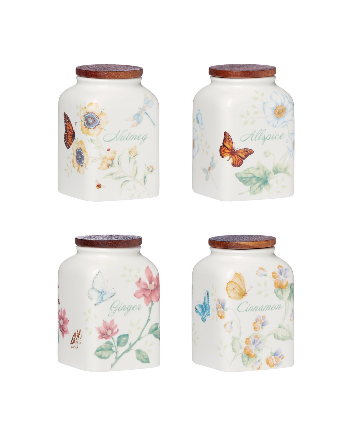 Lenox Butterfly Meadow Assorted Spice Jars, Set Of 4 In White