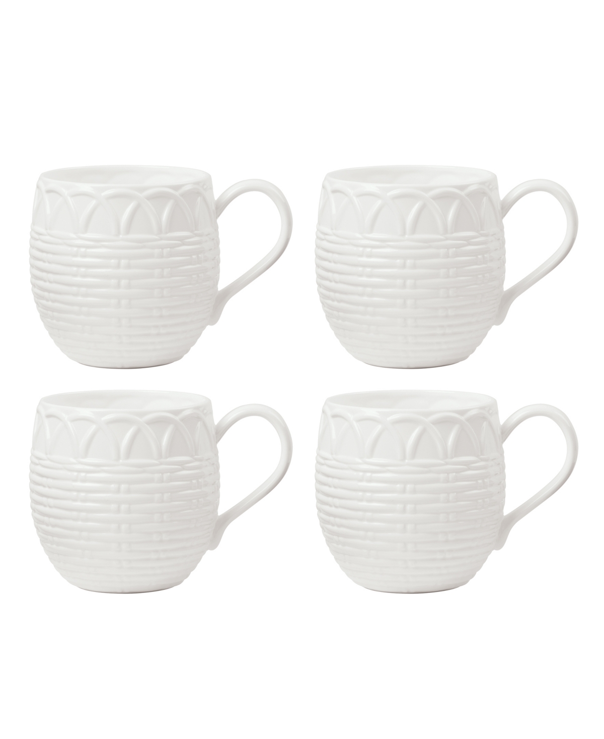 Lenox Wicker Creek Mugs, Set Of 4 In White