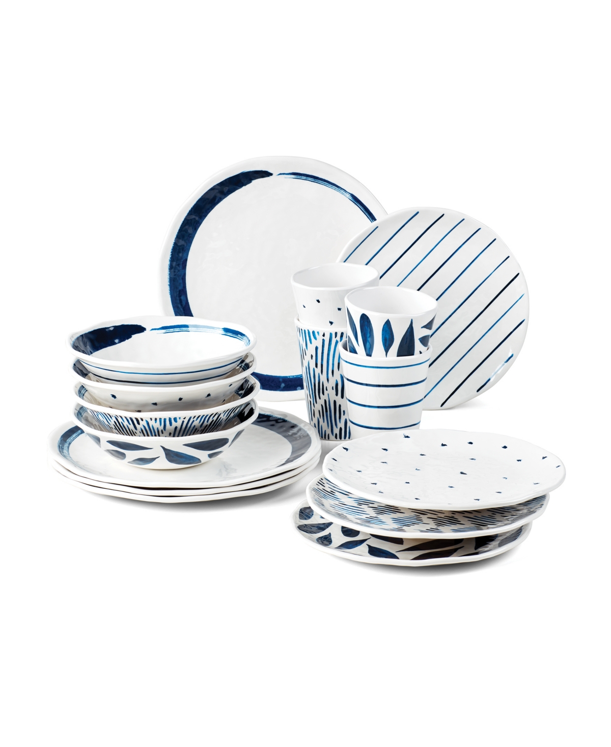 Lenox Blue Bay Melamine 16-piece Dinnerware Set In White