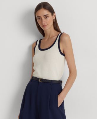 Lauren Ralph Lauren - Women's Two-Tone Cotton-Blend Sleeveless Sweater