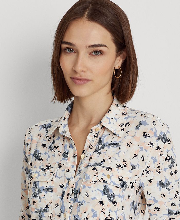 Lauren Ralph Lauren Women's Floral Stretch Jersey Shirt - Macy's