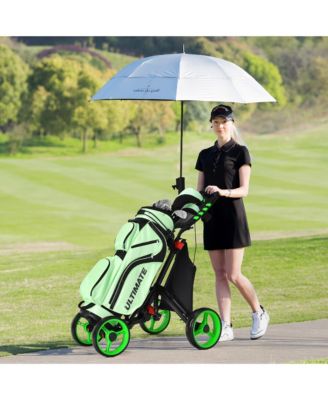 Folding 4 Wheels Golf Push Cart W/Bag Scoreboard Adjustable Handle