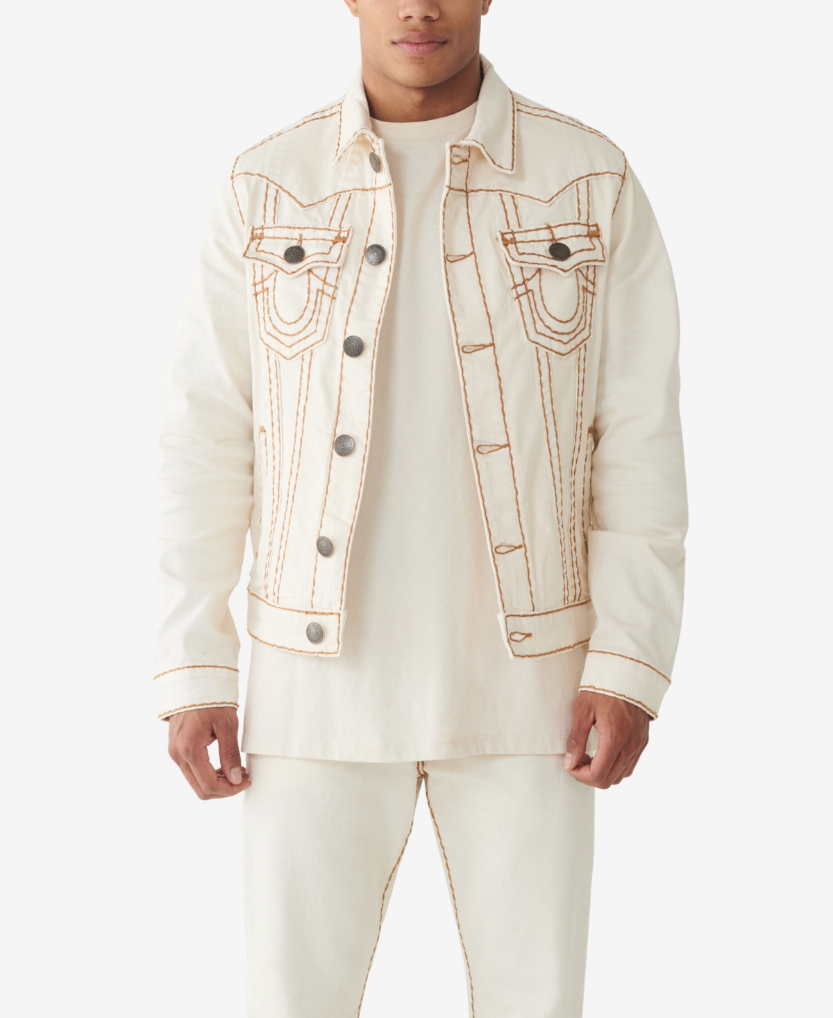 True Religion Men s Jimmy Super T Denim Jacket In Ivory ModeSens
