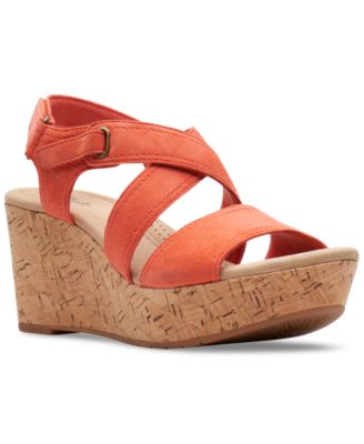 Clarks orange fashion wedge sandals