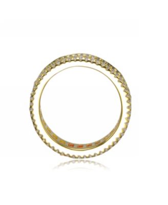 Sterling Silver with Gold Plating Cubic Zirconia Band Ring