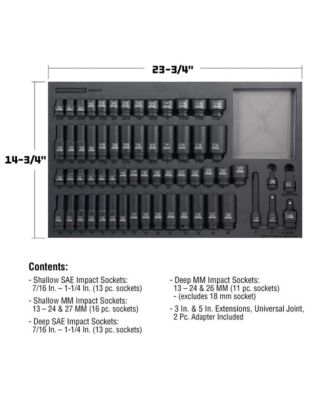 63 Piece 6 Point SAE and Metric Pro Tech Impact Socket Set