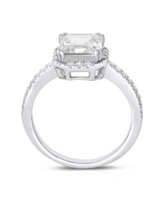 Sterling Silver Asscher-cut Cubic Zirconia Ring