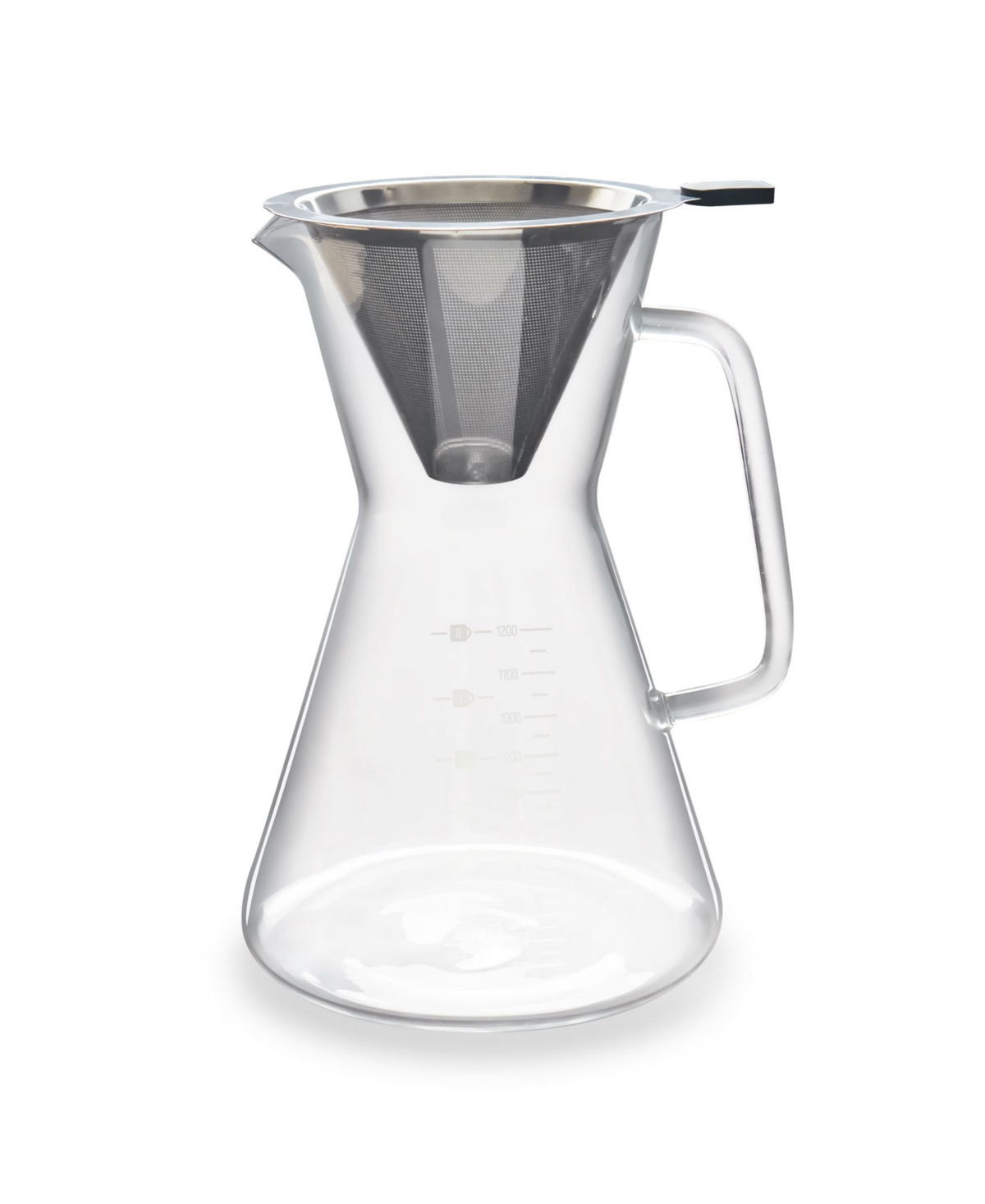 London Sip Glass Pour Over Carafe With Filter, 1200ml In Silver