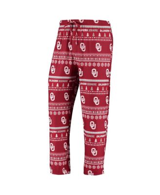 Men's Crimson Oklahoma Sooners Ugly Sweater Knit Long Sleeve Top and Pant Set