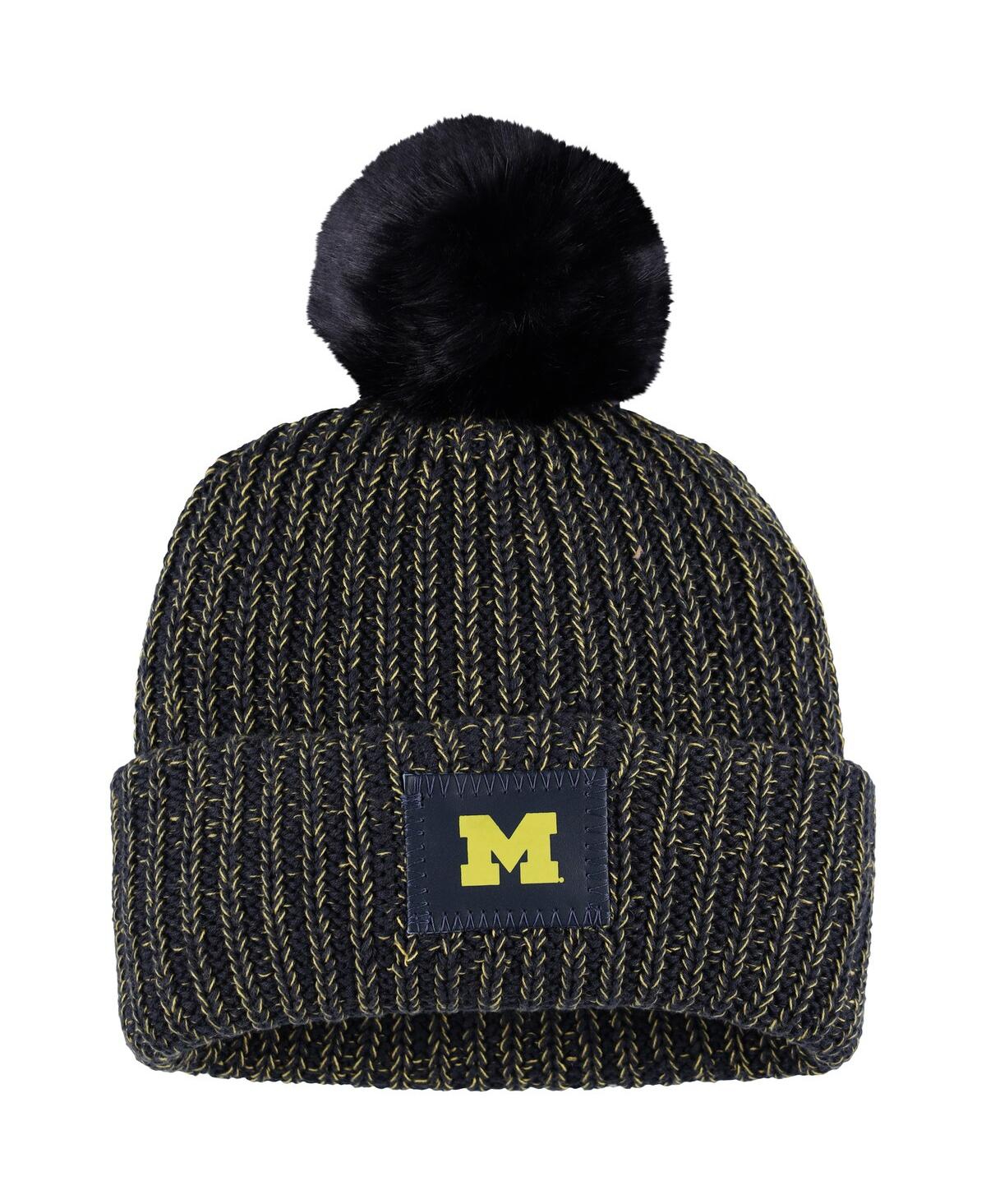 Women's Love Your Melon Navy Michigan Wolverines Cuffed Knit Hat with Pom - Navy