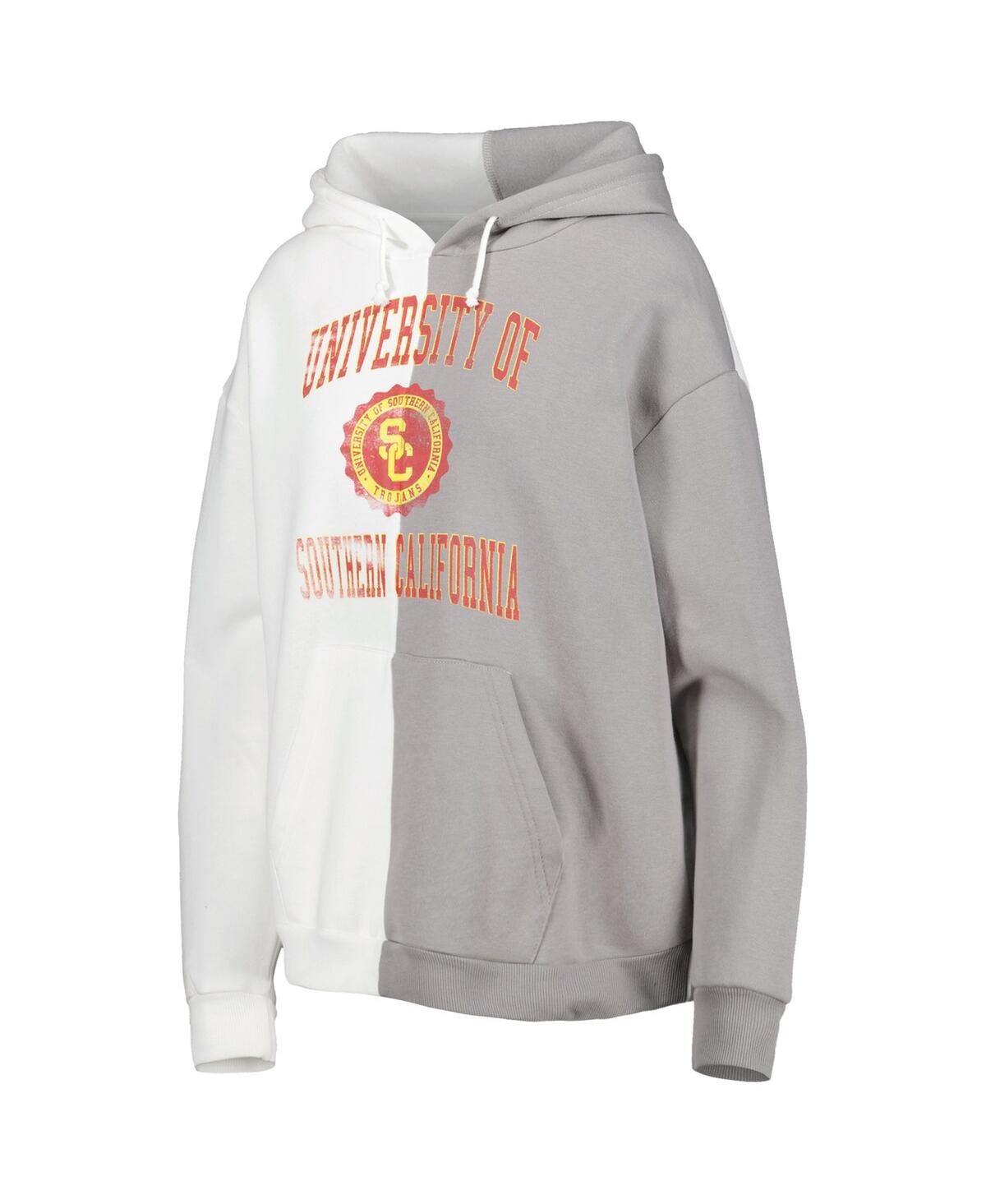 Shop Gameday Couture Women's  Gray, White Usc Trojans Split Pullover Hoodie In Gray,white