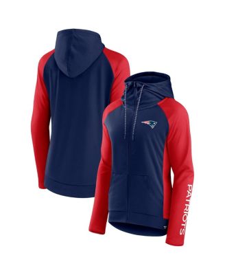 Women's Navy, Red New England Patriots End Around Raglan Full-Zip Hoodie