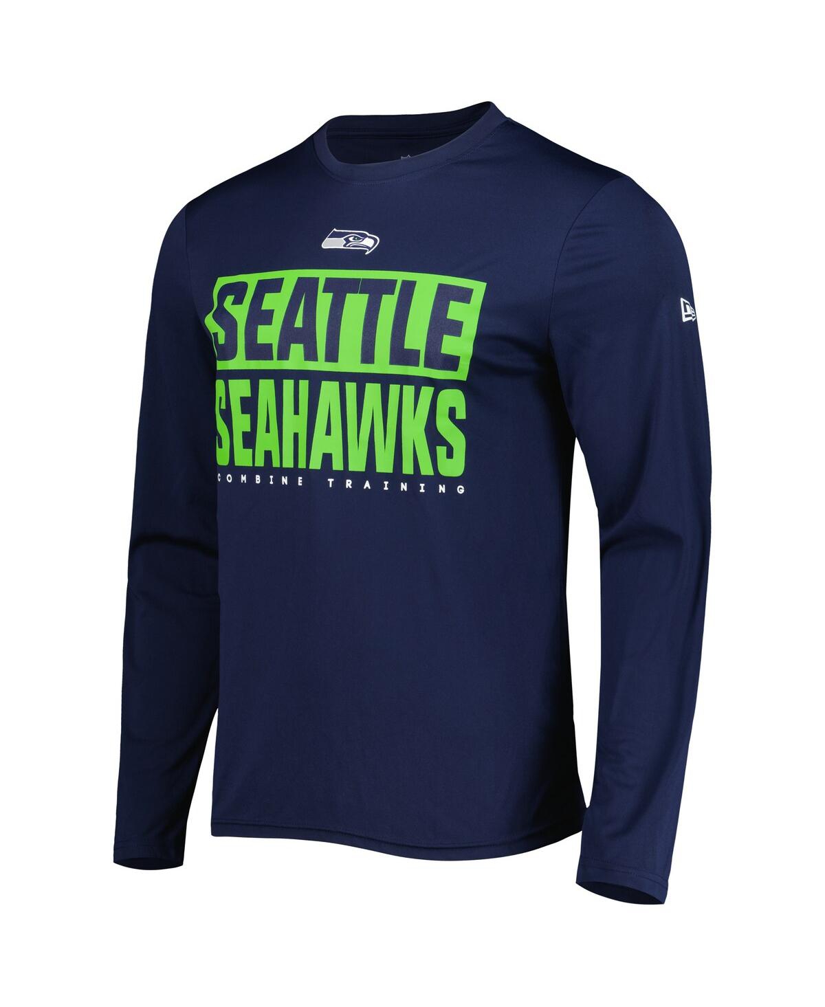 Shop New Era Men's  College Navy Seattle Seahawks Combine Authentic Offsides Long Sleeve T-shirt