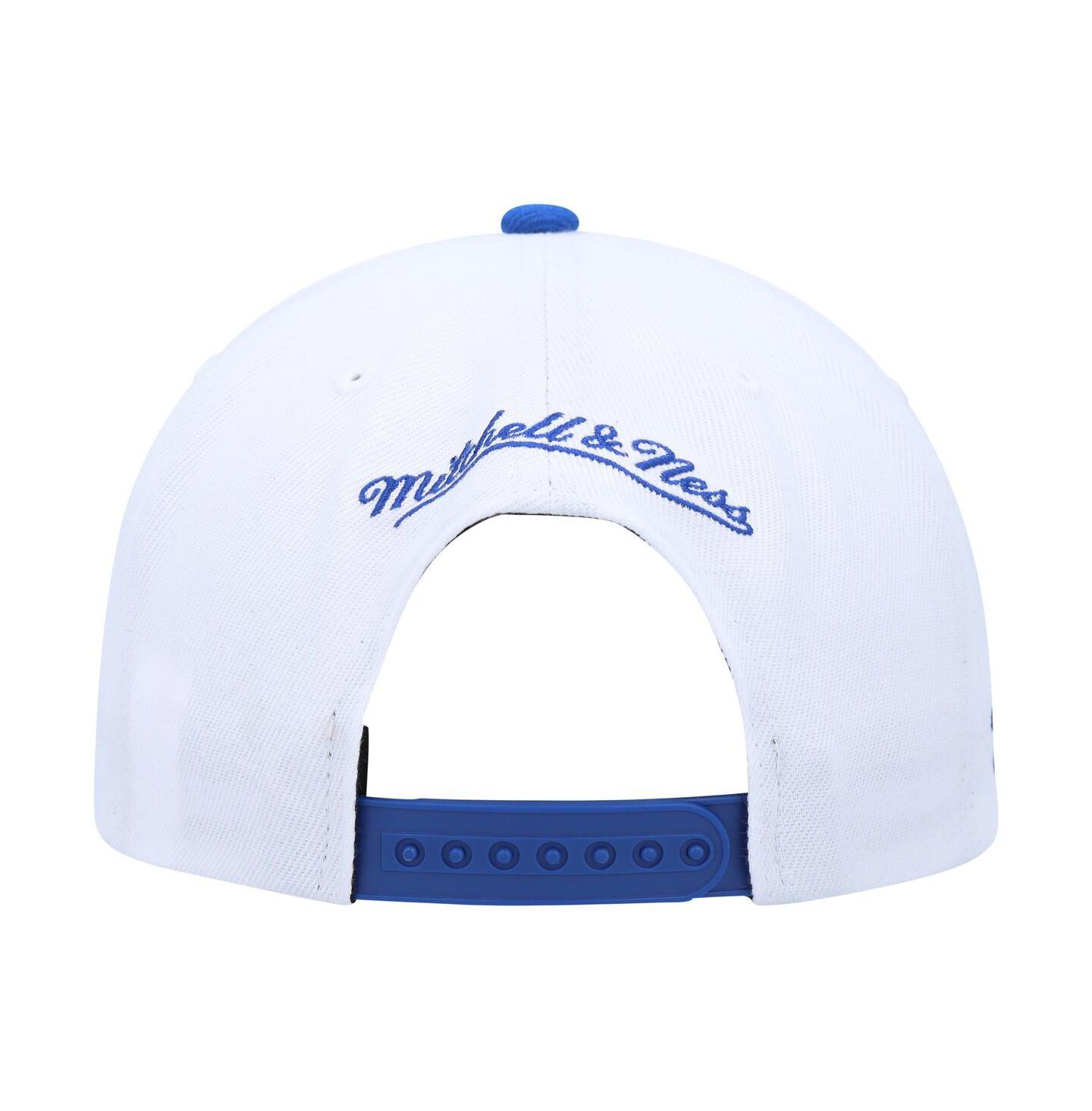 Мужская кепка Mitchell & Ness White, Royal Golden State Warriors Side Core 2.0 Snapback Hat — фото 2