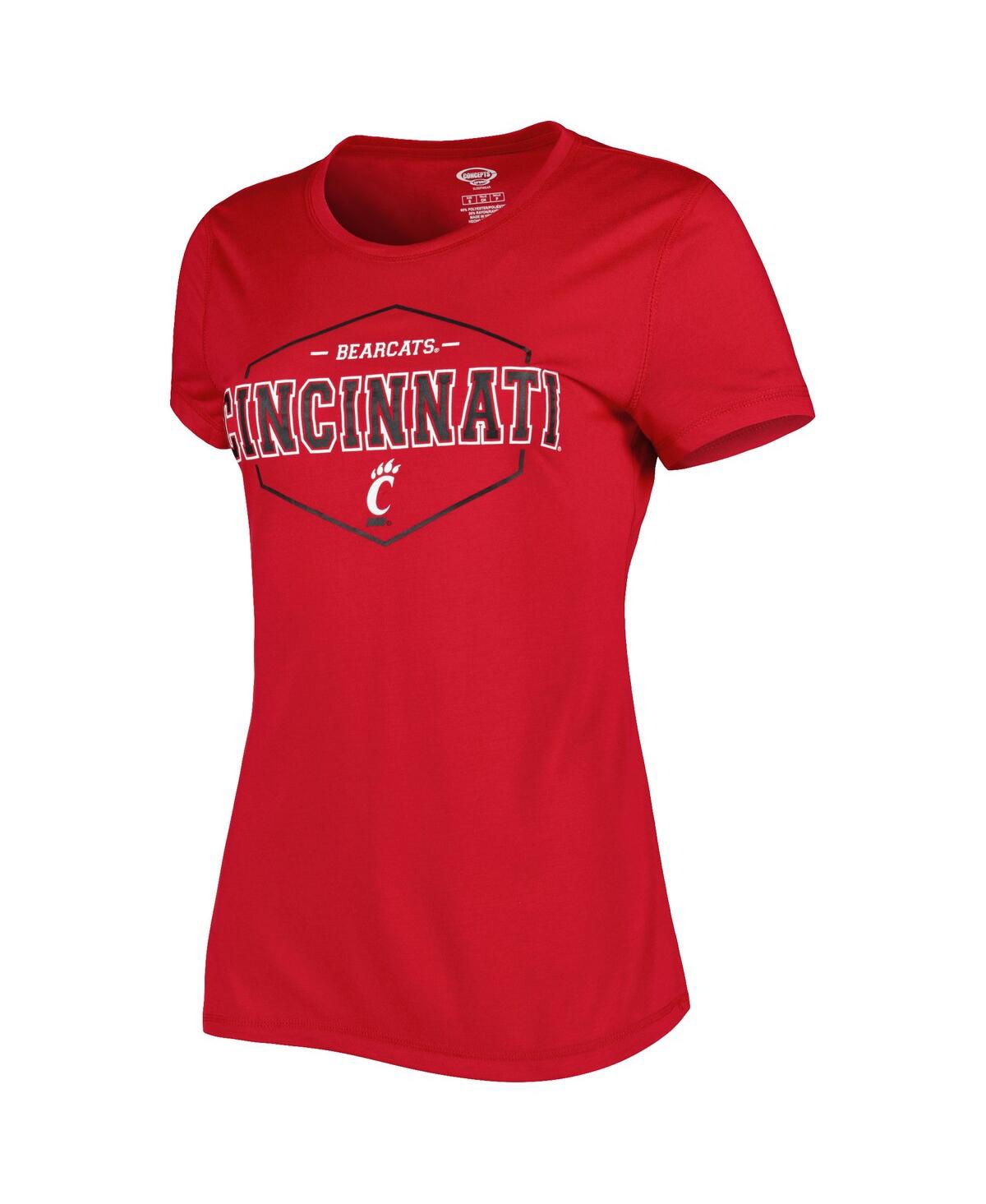 Shop Concepts Sport Women's  Red, Black Cincinnati Bearcats Badge T-shirt And Flannel Pants Sleep Set In Red,black