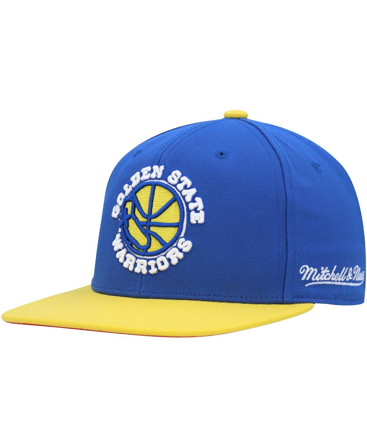 Men's Mitchell & NessGolden State Warriors Hardwood Classics Coast to Coast Fitted Hat - Royal