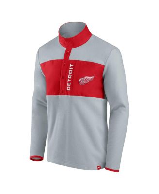 Men's Gray, Red Detroit Red Wings Omni Polar Fleece Quarter-Snap Jacket