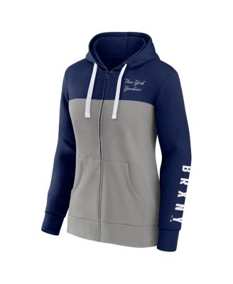 Women's Navy, Gray New York Yankees Take The Field Colorblocked Hoodie Full-Zip Jacket