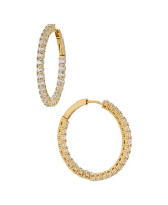 ELIOT DANORI Cubic Zirconia Medium Inside Out deals Hoop Earring