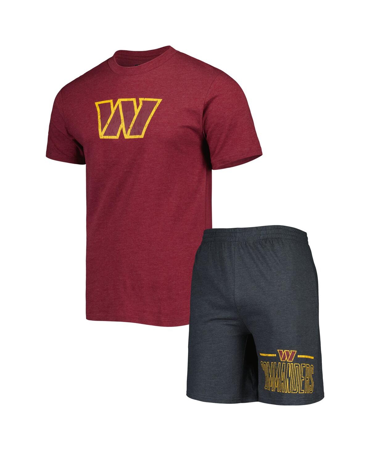 Concepts Sport Men's  Burgundy, Charcoal Washington Commanders Meter T-shirt And Shorts Sleep Set In Burgundy,charcoal