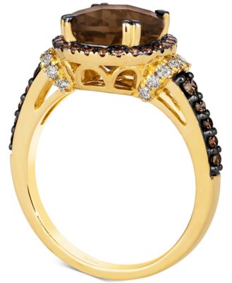 Chocolate Quartz (2-3/4 ct. t.w.) & Diamond (5/8 ct. t.w.) Halo Ring in 14k Gold