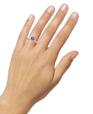 3-Pc. Set Amethyst (1 ct. t.w.) & Lab-Grown White Sapphire (3/8 ct. t.w.) Flower Pendant Necklace, Stud Earrings, & Ring in Sterling Silver (Also in Additional Gemstones)