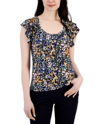 Good News Flutter Sleeve Floral Top main image 1