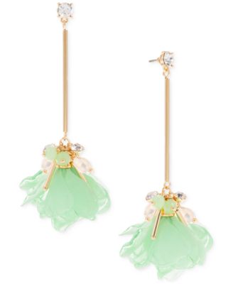 I.N.C. International Concepts - Gold-Tone Mixed Bead & Tulle Flower Linear Drop Earrings