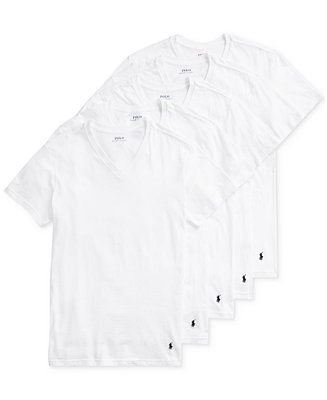 Polo Ralph Lauren Men's Undershirt, Slim Fit Classic Cotton V-Neck 5 ...