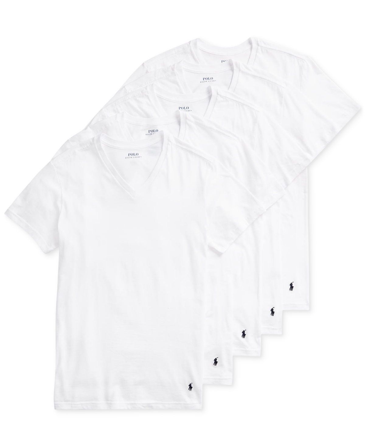 Shop Polo Ralph Lauren Men's Undershirt, Slim Fit Classic Cotton V-neck 5 Pack In White Pack