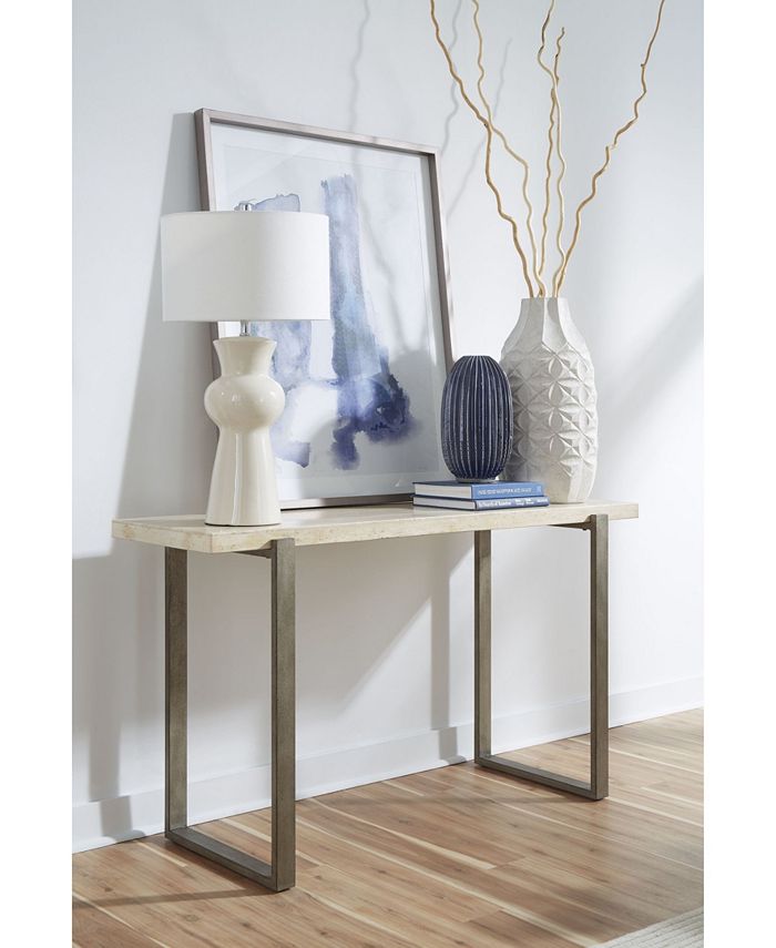 Furniture Ariela Travertine Occasional Console Table - Macy's