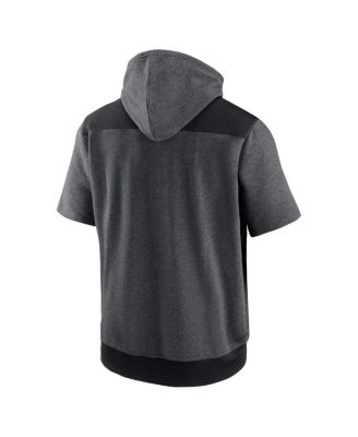 Men's Heathered Charcoal, Black Colorado Rockies Authentic Collection Dry Flux Performance Quarter-Zip Short Sleeve Hoodie