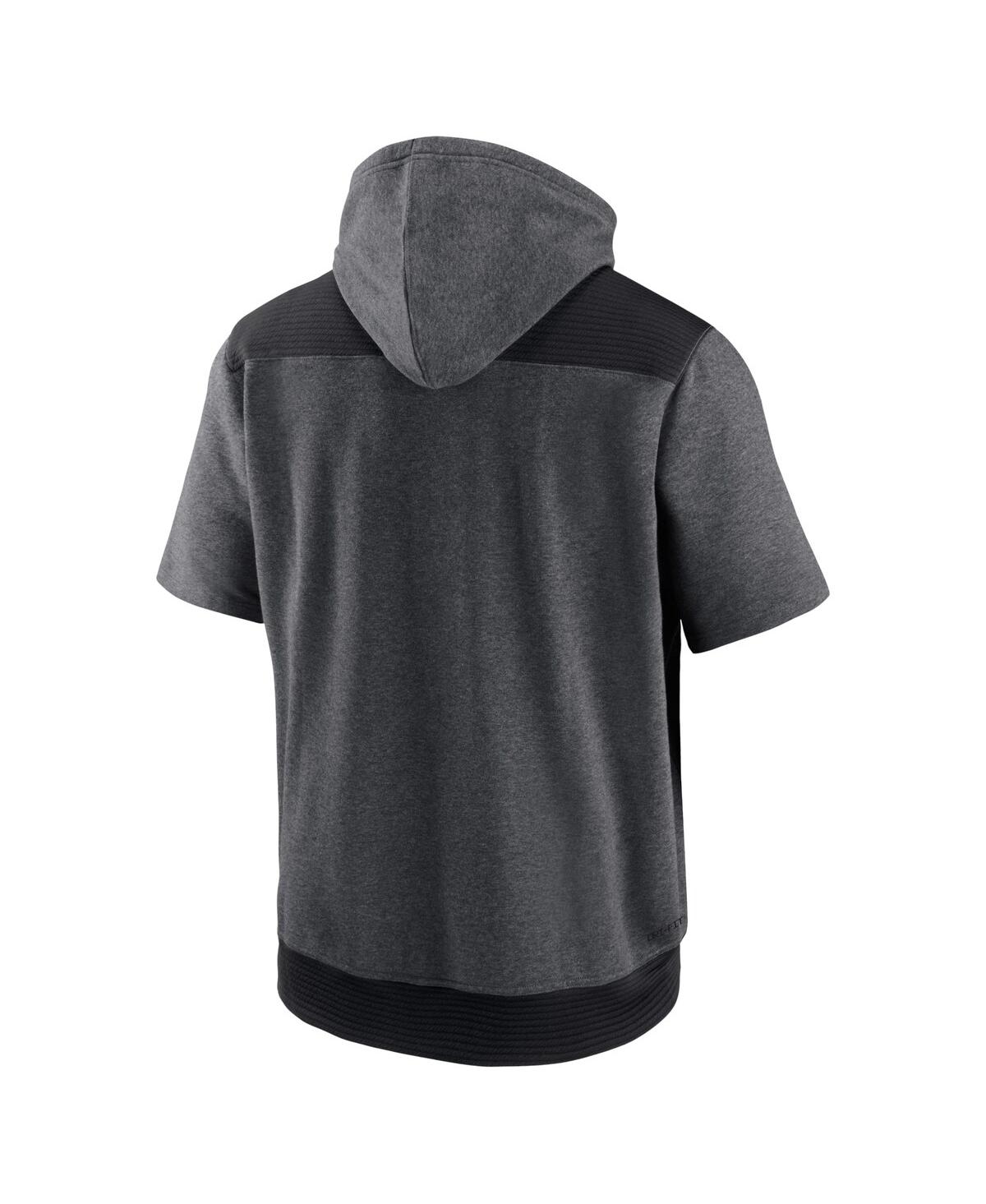 Men's Nike Black Colorado Rockies Authentic Collection Dry Flux Performance Quarter-Zip Short Sleeve Hoodie - Heathered Charcoal