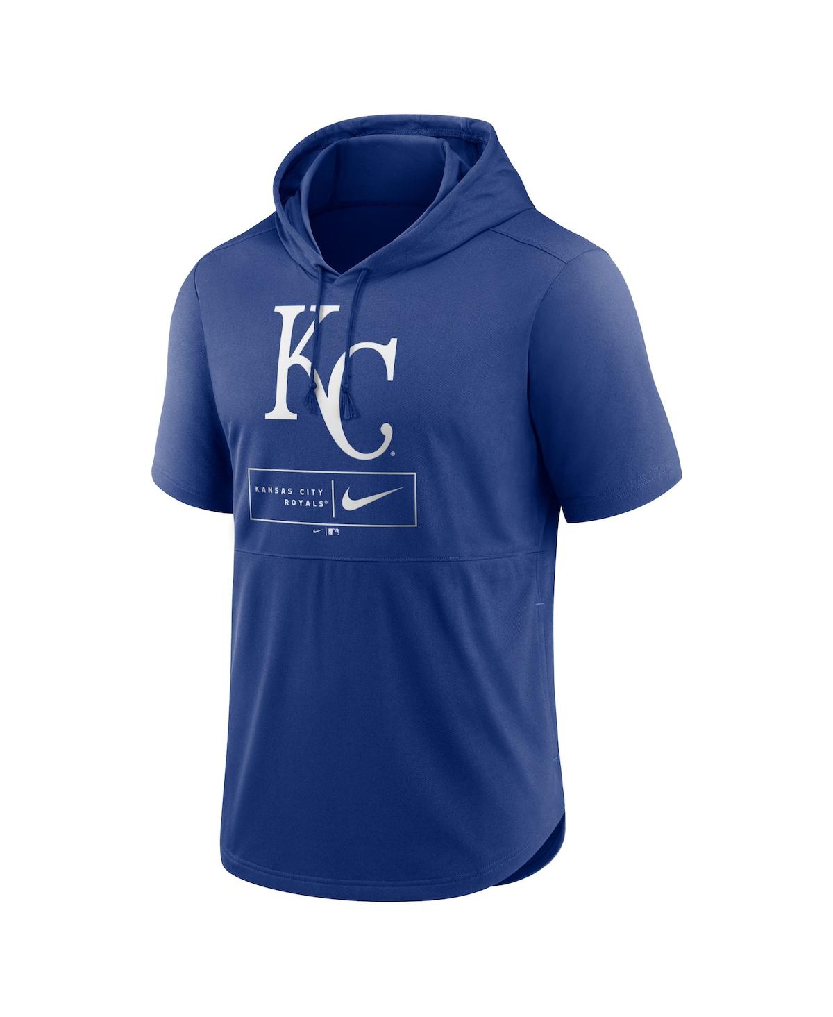 Men's NikeKansas City Royals Logo Lockup Performance Short-Sleeved Pullover Hoodie - Royal