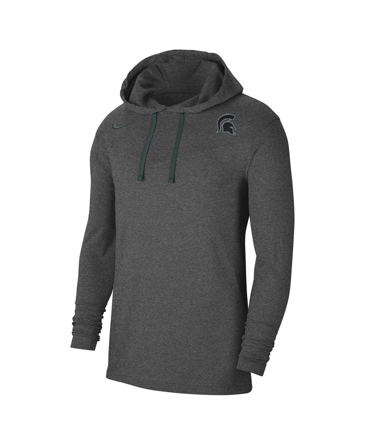 Men's NikeMichigan State Spartans Off-Field Performance Long Sleeve Hoodie T-shirt - Heathered Charcoal