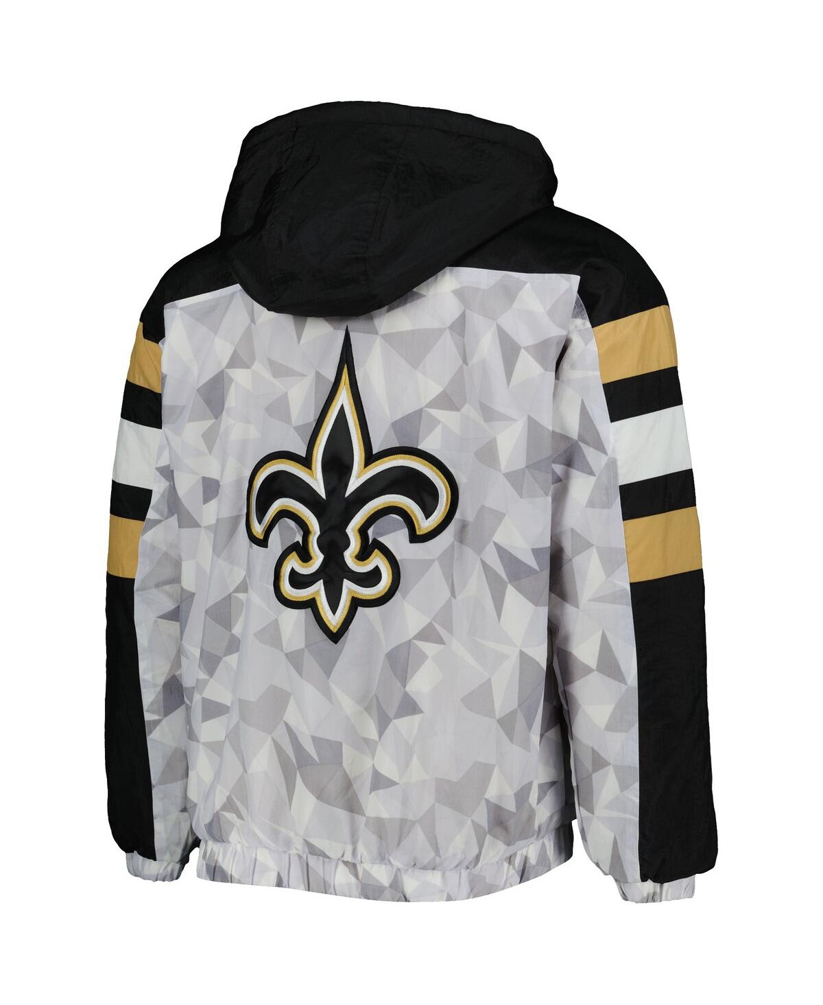 Men's Starter Black New Orleans Saints Thursday Night Gridiron Raglan Half-Zip Hooded Jacket - Black