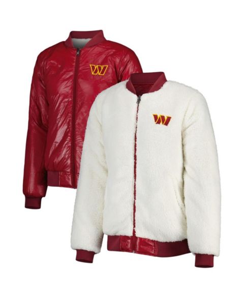 Женские куртки G-III 4Her by Carl Banks Women's Oatmeal, Burgundy Washington Commanders Switchback Reversible Full-Zip Jacket