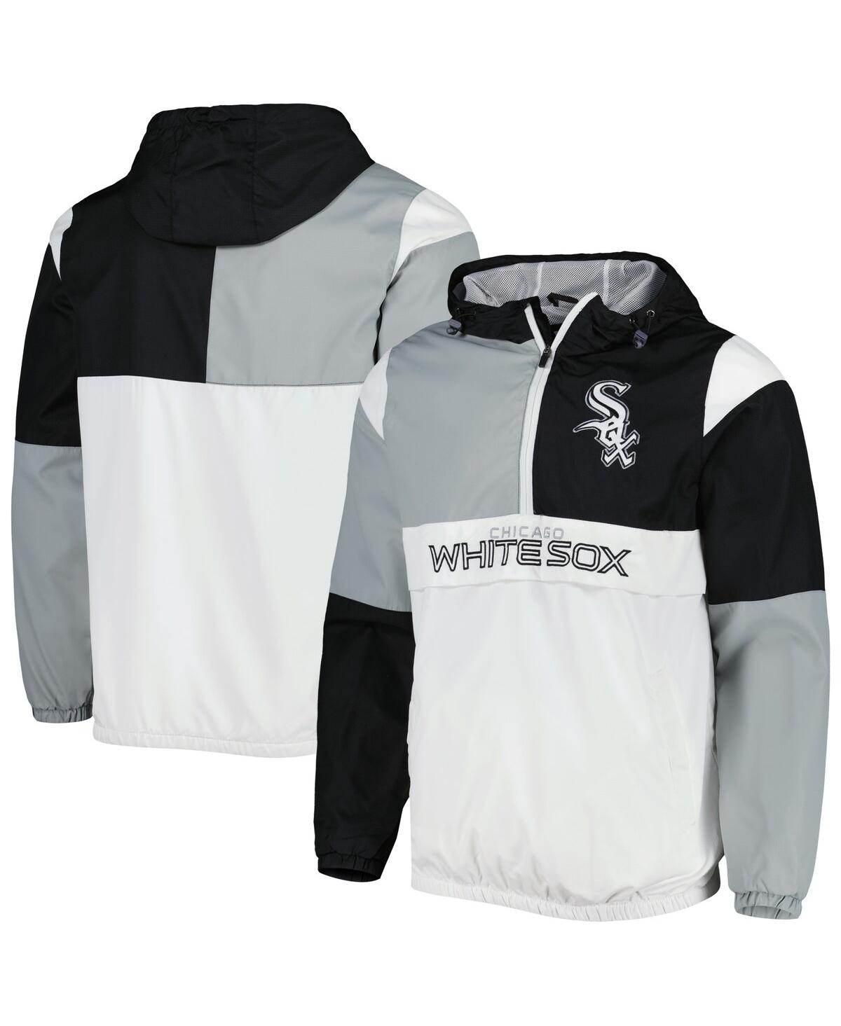 Shop G-iii Sports By Carl Banks Men's  Black, Silver Chicago White Sox Fair Catch Half-zip Hoodie In Black,silver