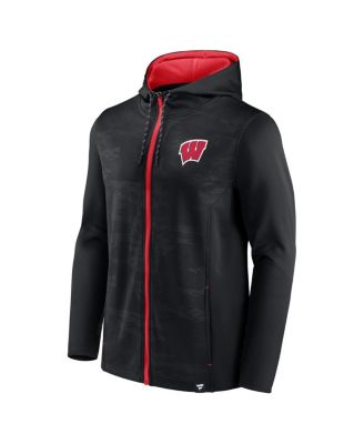 Men's Black Wisconsin Badgers Ball Carrier Full-Zip Hoodie