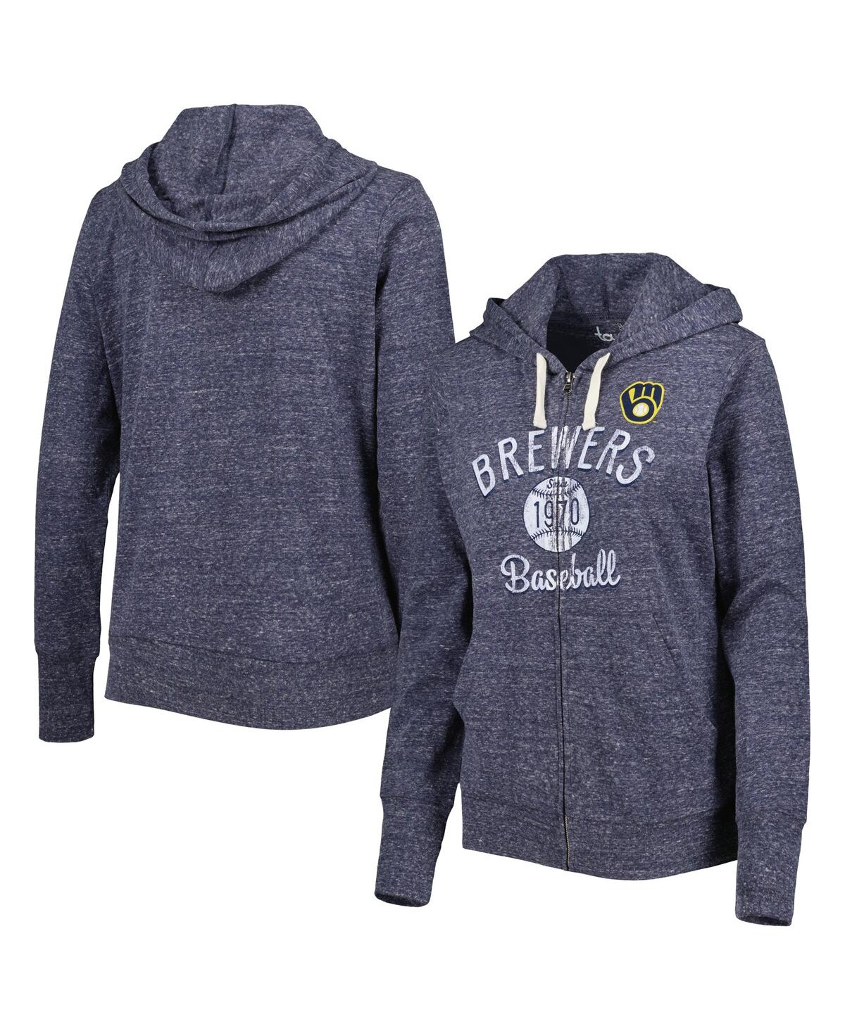 Touché Women's Touch Navy Milwaukee Brewers Training Camp Tri-blend Full-zip Hoodie