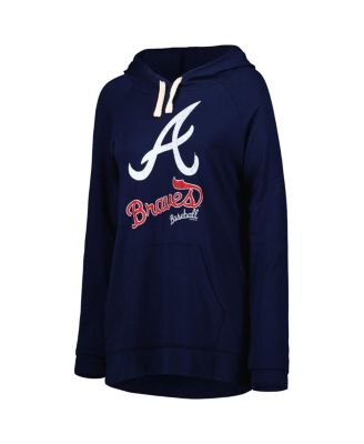 Women's Navy Atlanta Braves Pre-Game Raglan Pullover Hoodie