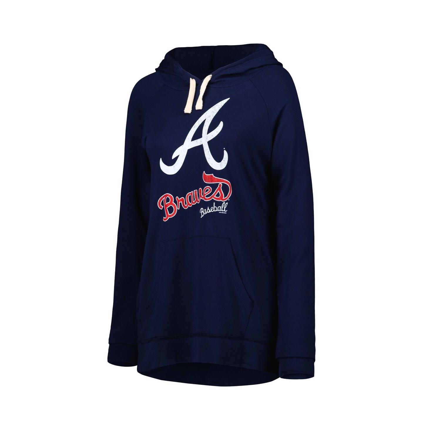 Женское худи Touch Navy Atlanta Braves Pre-Game Raglan Pullover — фото 3
