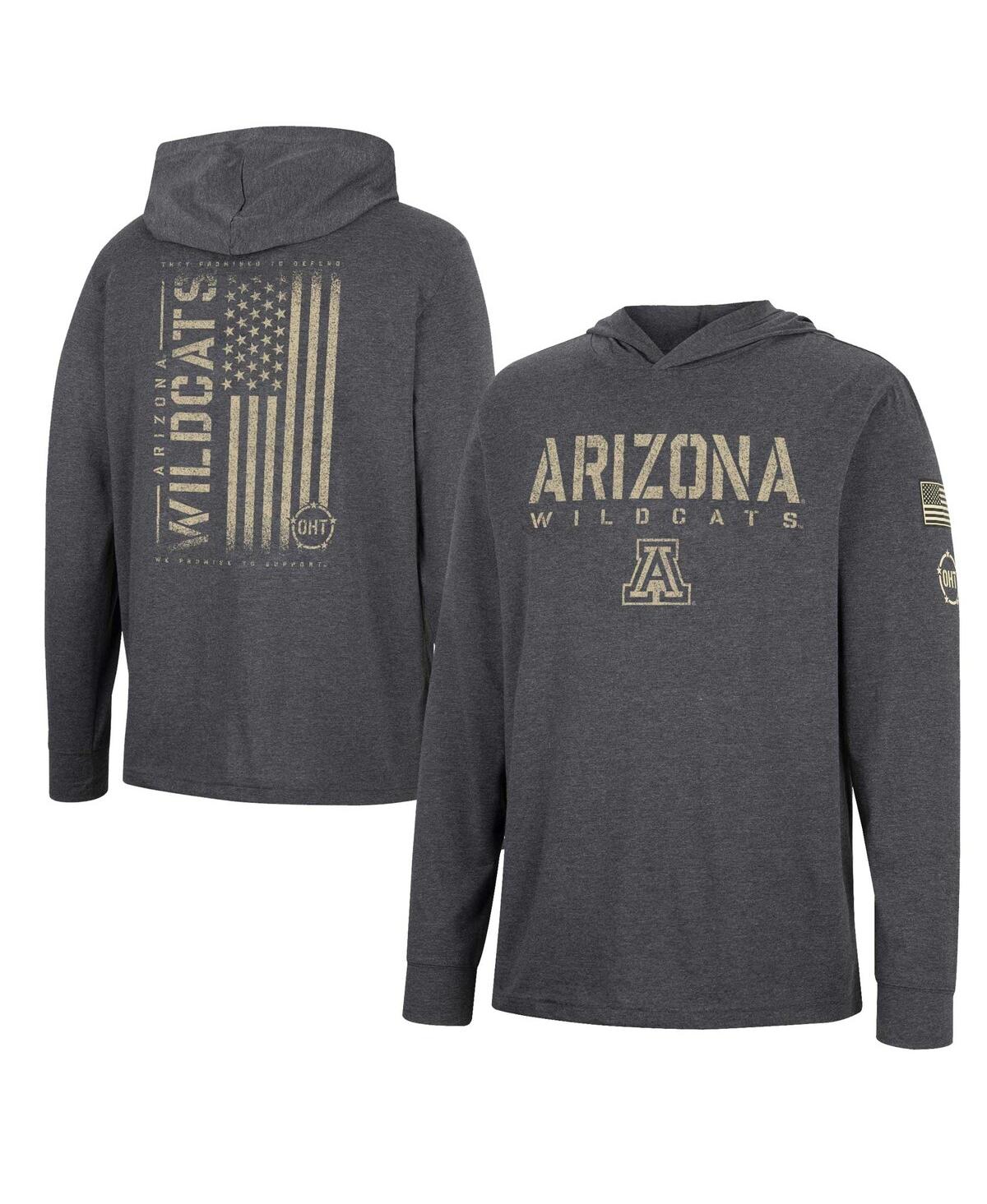 Colosseum Charcoal Arizona Wildcats Team Oht Military Appreciation Hoodie Long Sleeve T-shirt In Charcoal