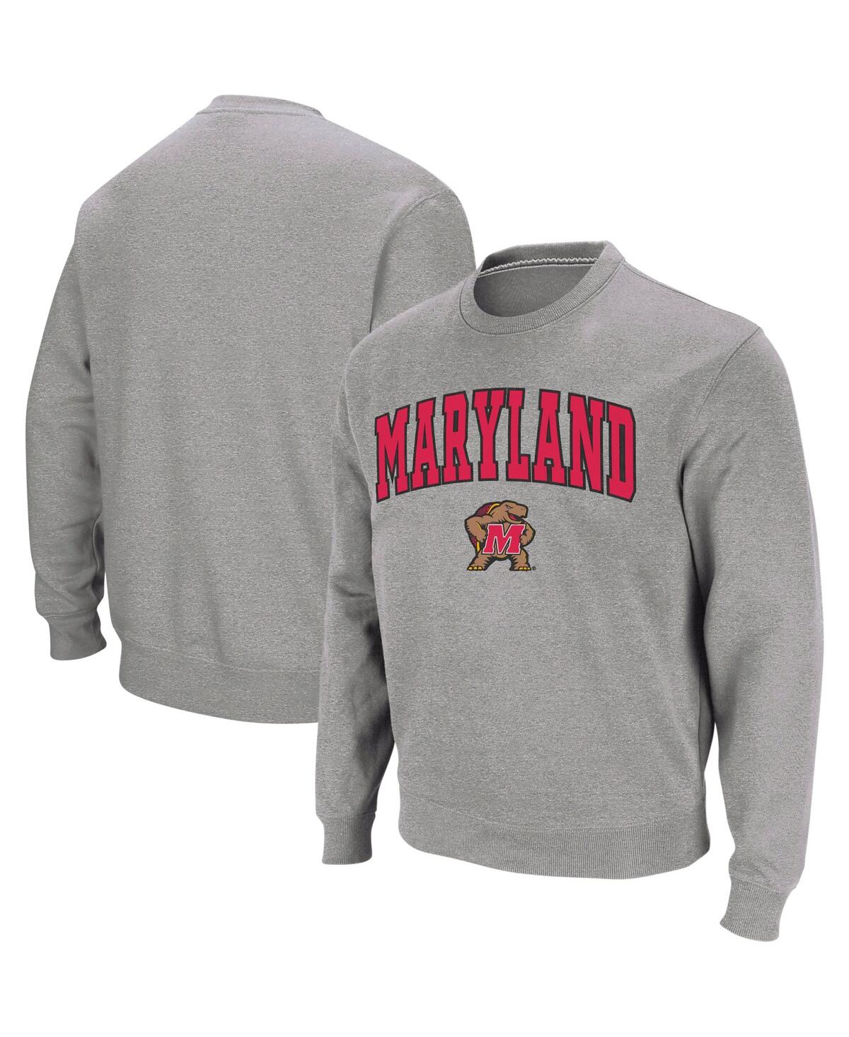 Colosseum Men's Maryland Terrapins Arch And Logo Crew Neck Sweatshirt In Heather Gray