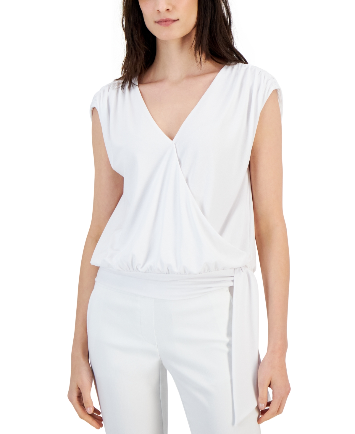 Women's Ruched Side-Tie Top, Created for Macy's - Washed Whi