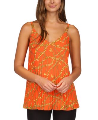 Michael Kors - Women's Chain-Print Pleated Tank Top