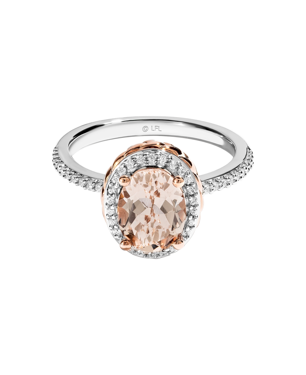 Star Wars Galactic Royalty Diamonds And Morganite Ring (1/6 Ct. T.w.) In Sterling Silver And 10k Rose Gold