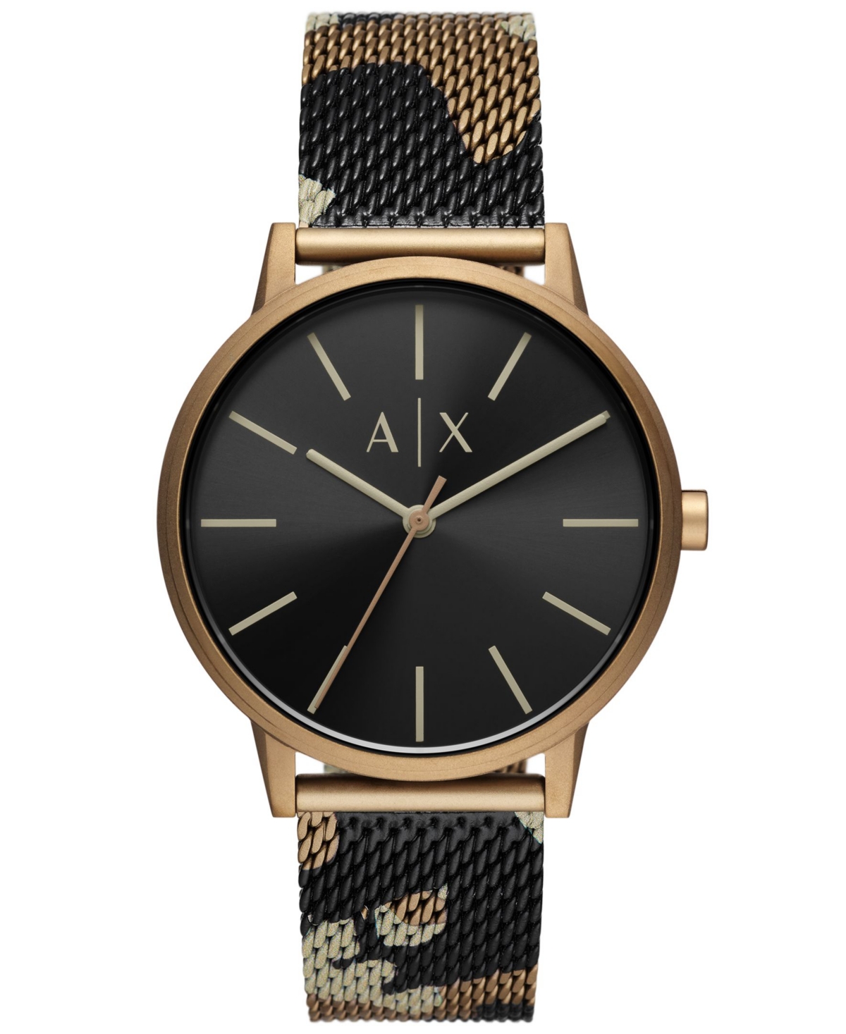 Ax Armani Exchange A X Armani Exchange Men's Three-hand Multicolor Stainless Steel Mesh Strap Watch, 42mm In Black Brown